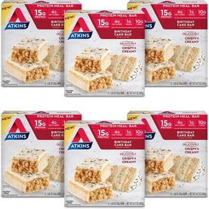 image:imageAtkins Blueberry Greek Yogurt Flavor High Protein Bar 15g Protein 3g Sugar 5g Net Carb High Fiber Snacks Keto Friendly Protein Bars 4 Count Pack of 6Birthday Cake