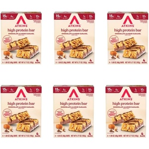 image:imageAtkins Blueberry Greek Yogurt Flavor High Protein Bar 15g Protein 3g Sugar 5g Net Carb High Fiber Snacks Keto Friendly Protein Bars 4 Count Pack of 6Chocolate Caramel Almond