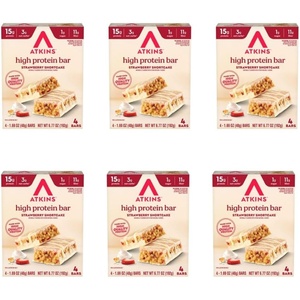 image:imageAtkins Blueberry Greek Yogurt Flavor High Protein Bar 15g Protein 3g Sugar 5g Net Carb High Fiber Snacks Keto Friendly Protein Bars 4 Count Pack of 6Strawberry Shortcake