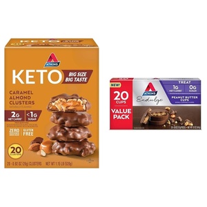 image:imageAtkins Caramel Almond Clusters Gluten Free High in Fiber 1g Sugar 2g Net Carb Keto Friendly 20 CountAlmond
