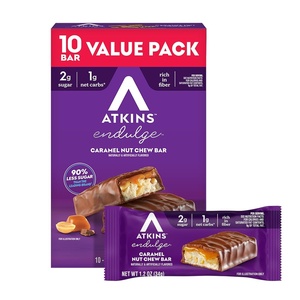 image:imageAtkins Endulge Caramel Nut Chew Bar Low Sugar Snack Dessert Bar High Fiber Bar 1g Sugar 10 Count10 Count Pack of 1