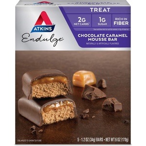 image:imageAtkins Endulge Chocolate Caramel Mousse Bar Dessert Favorite 1g Sugar High in Fiber 5 Count5 Count Pack of 6