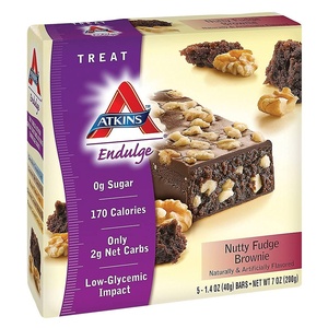 image:imageAtkins Endulge Milk Chocolate Caramel Squares Dessert Favorite Good Source of Fiber 1g Sugar 90 CountNutty Fudge Brownie