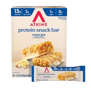 image:imageAtkins Lemon Flavored Snack Bar High Protein Bar Low Sugar and Low Carb Keto Friendly Snack Gluten Free High in Fiber Made with Real Almond Butter 16 CountLemon Bar