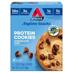 image:imageAtkins Peanut Butter High Protein Cookie Keto Snacks 3g Net Carb 1g Sugar Low Sugar Snacks Low Carb Treats 4 CountChocolate Chip