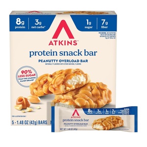 image:imageAtkins Peanutty Overload Snack Bar Protein Snack High in Fiber 2g Sugar 5 CountPeanut