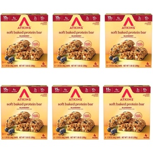 image:imageAtkins Soft Baked Protein Bars Lemon Poppyseed 15g Protein 2g Sugar Excellent Source of Fiber Low Carb 6 Packs 4 Bars EachBlueberry