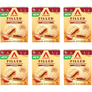 image:imageAtkins Soft Baked Protein Bars Lemon Poppyseed 15g Protein 2g Sugar Excellent Source of Fiber Low Carb 6 Packs 4 Bars EachStrawberry Filled