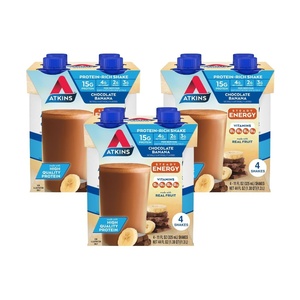 image:imageAtkins Strawberry Flavored Protein Shake High Protein Low Glycemic Low Sugar and Low Carb Keto Friendly Gluten Free 12 CountChocolate Banana