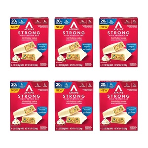 image:imageAtkins Strong Chocolate Chip Cookie Dough High Protein Bars 20g Protein 2g Sugar 4 Count Pack of 6Birthday Cake