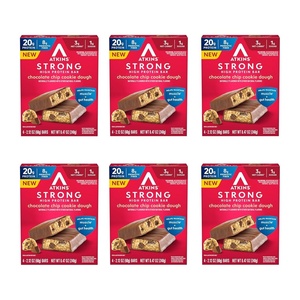 image:imageAtkins Strong Chocolate Chip Cookie Dough High Protein Bars 20g Protein 2g Sugar 4 Count Pack of 6Chocolate Chip Cookie Dough