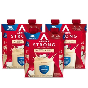 image:imageAtkins Strong High Protein Shake Vanilla Flavored 30g Protein Low Carb and Low Sugar Shake Keto Friendly Gluten Free Muscle and Gut Health Support Complex 12 CountVanilla