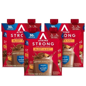 image:imageAtkins Strong High Protein Shake Vanilla Flavored 30g Protein Low Carb and Low Sugar Shake Keto Friendly Gluten Free Muscle and Gut Health Support Complex 12 CountChocolate Peanut Butter