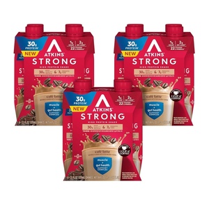 image:imageAtkins Strong High Protein Shake Vanilla Flavored 30g Protein Low Carb and Low Sugar Shake Keto Friendly Gluten Free Muscle and Gut Health Support Complex 12 CountCafe Latte