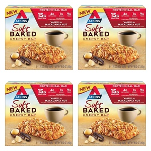 image:imageAtkins Vanilla Macadamia Nut Flavored Soft Baked Energy Bars High in Protein Low Sugar High Fiber Snack Protein Snack 4 Packs 4 Bars EachVanilla Macadamia Nut